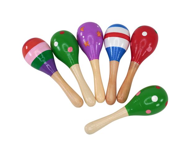 Mini-Maracas aus Holz, farbig, 6 Stück Mini-Maracas aus Holz, farbig, 6 Stück