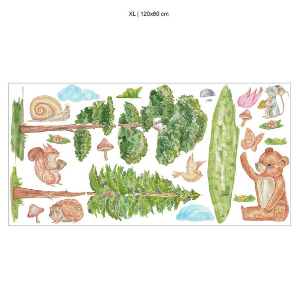 Wandtattoo Wald und Tiere, Größe wählbar