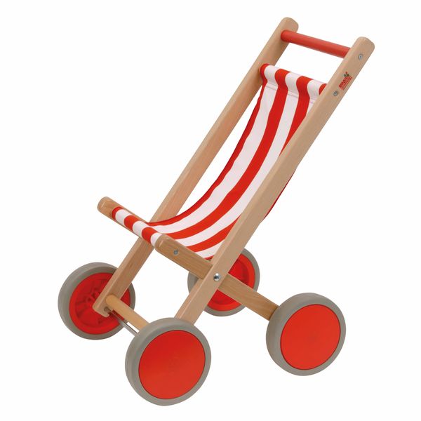 Kinderwagen, Holz, Strandwagen, Rot, Gestell aus Holz