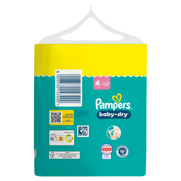 PAMPERS Baby Dry Windeln Größe 4, Maxi 9-14 kg, Packungsgröße wählbar