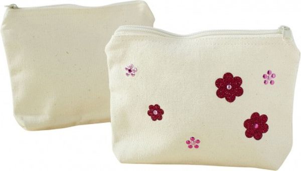 kosmetiktasche, tasche, canvas, creme, blumendesign