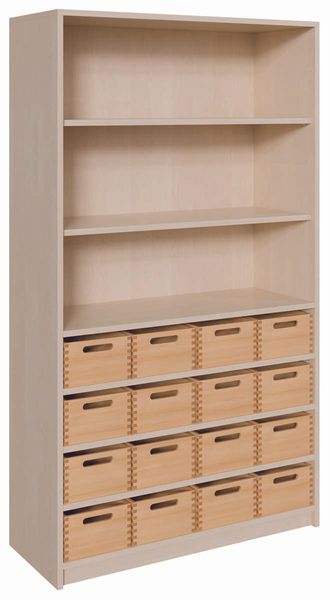 Regal, Bücherregal, Holzregal, Offenes Regal, Aufbewahrungsschubladen