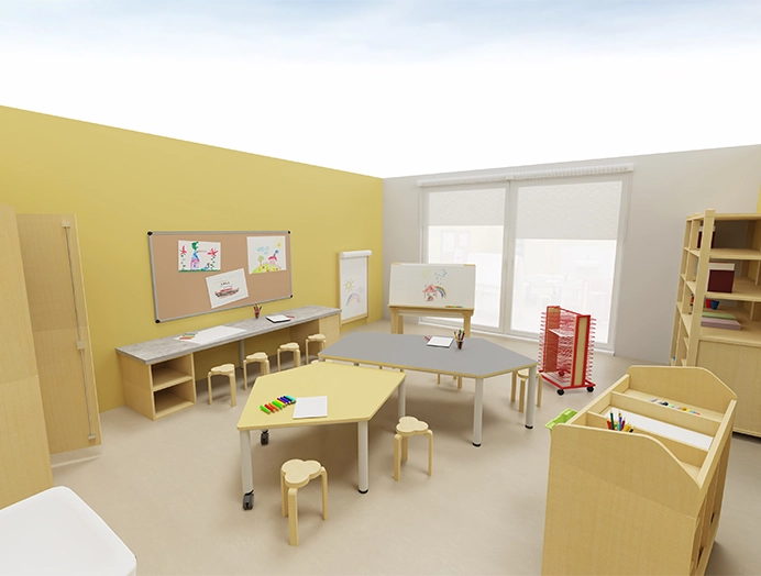 Darstellung eines Ateliers von der Seite