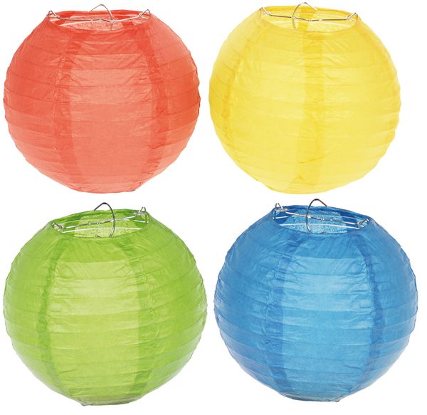 Papier-Laterne, bunt gemischt, Ø 13 cm, 4 Stück Papier-Laterne, bunt gemischt, Ø 13 cm, 4 Stück