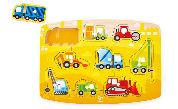 HAPE Knopfpuzzle Baustelle, 9 Teile, ab 2 Jahre
