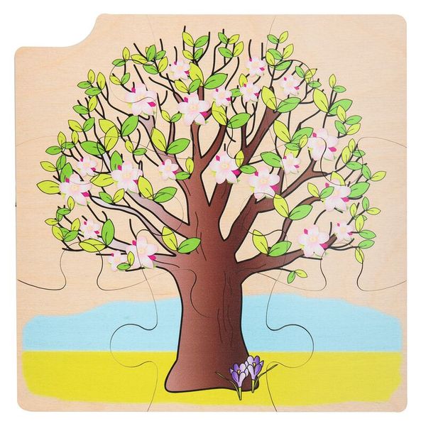 holzpuzzle, baum, blüten, pink, blätter