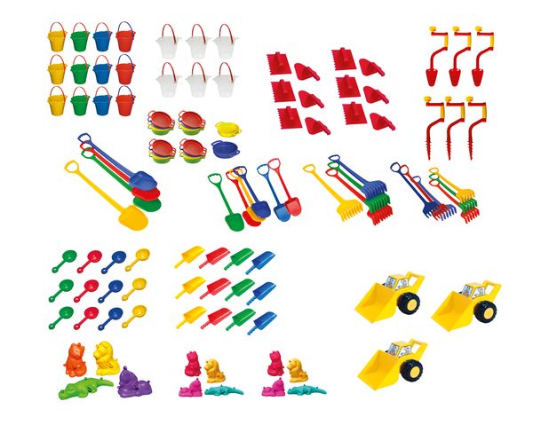 Schaufeln, Eimer, Sandkasten-Spielzeug, Kieselsteine, Bau-Set