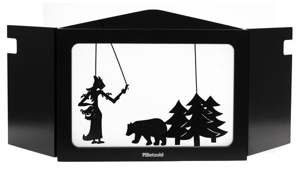 Schattenrahmen, Silhouettenkunst, Bärenszene, hängende Figur, Bäume