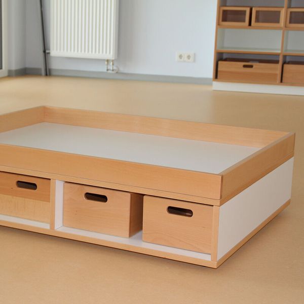 Holztisch, Aufbewahrungsboxen, Schubladen, Niedriger Tisch, Kastenunterbau