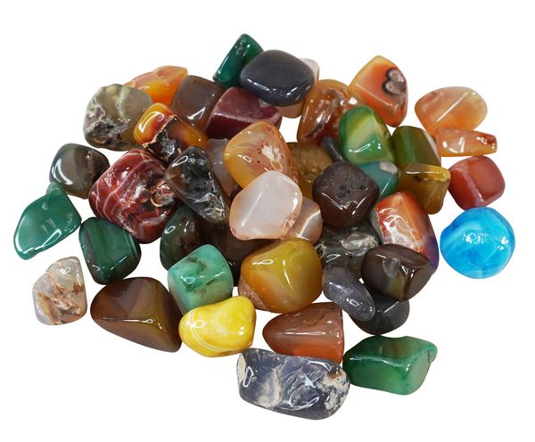 trommelsteine, halbedelsteine, agate, quarz, mischfarben