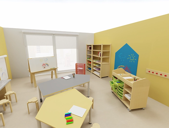 Darstellung eines Ateliers von der Seite