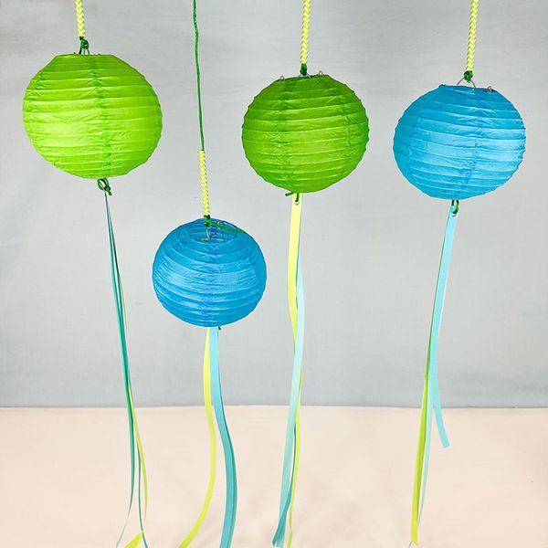 Papier-Laterne, bunt gemischt, Ø 13 cm, 4 Stück Papier-Laterne, bunt gemischt, Ø 13 cm, 4 Stück