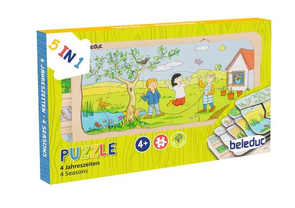 Lagen-Puzzle 4 Jahreszeiten, 36 Teile, Holz, ab 4 Jahre Lagen-Puzzle 4 Jahreszeiten, 36 Teile, Holz, ab 4 Jahre