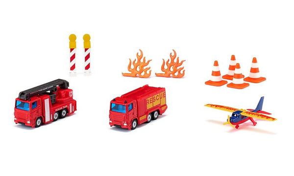 SIKU Geschenkset Feuerwehr, 3 Spielfahrzeuge inkl. Zubehör, ab 3 Jahre