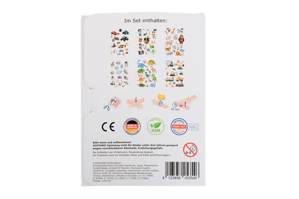 ELVIRAS Kindertattoos zum Aufkleben, 100 Stück, ab 3 Jahre, Motive wählbar
