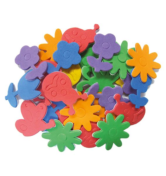 Moosgummi Käfer und Blumenmix, 3 cm, selbstklebend, 300 Stück