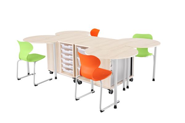 Rundtisch-Set Mamick, 4er Set, 4 Rundtische, 2 Kreativwage, 4 Stühle Rundtisch-Set Mamick, 4er Set, 4 Rundtische, 2 Kreativwage, 4 Stühle