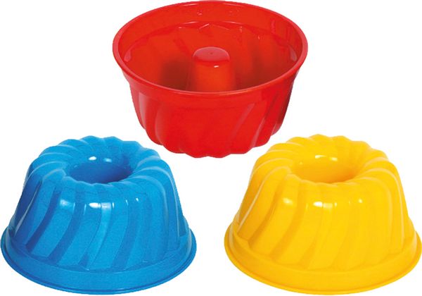  Backform,  Silikonform,  rote Schüssel,  blaue Form,  gelbe Form