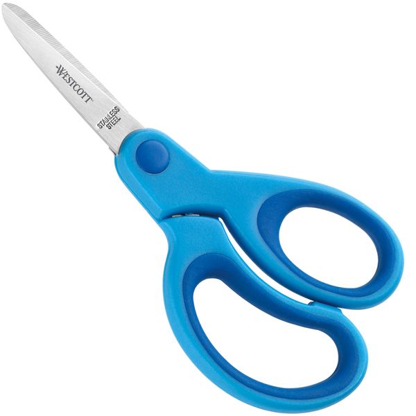 Schere, Schneiderschere, Stahlklinge, Gummigriff, Blau