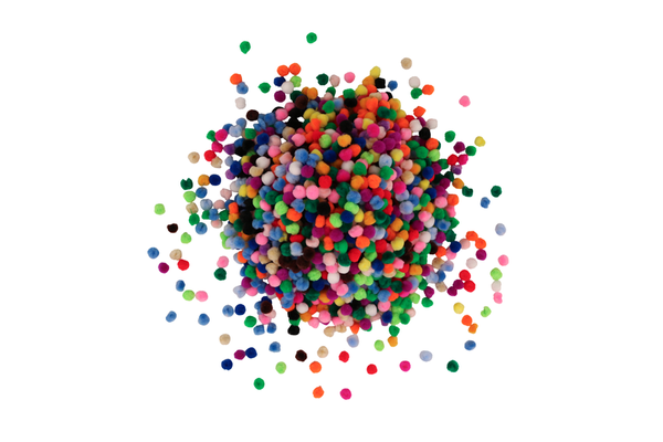 Pompons, Ø 2 cm, 1500 Stück, Farbe gemischt Pompons, Ø 2 cm, 1500 Stück, Farbe gemischt