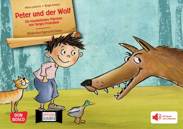 Kamishibai Bildkartenset - Peter und der Wolf. Ein musikalisches Märchen von Sergej Prokofjew. 