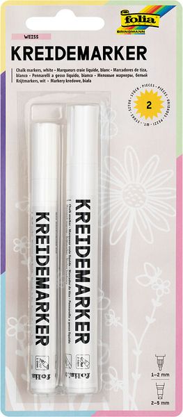 FOLIA Kreidemarker weiß, 2 Stück