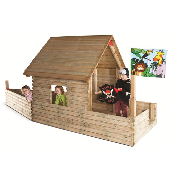 Spielschiff aus Kiefernholz ca. 3,5 x 1,2 x 1,8 m
