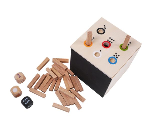 Würfelspiel - ab in die Box, mit Kreidetafel  Würfelspiel - ab in die Box, mit Kreidetafel