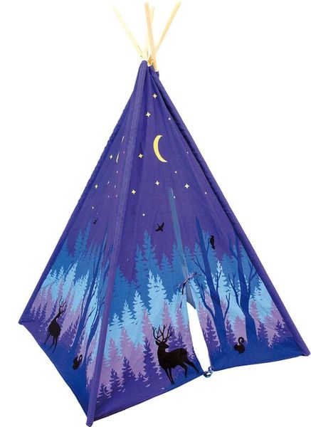 Campsite tent, Kids teepee, Decor tent, Night sky, Forest scene