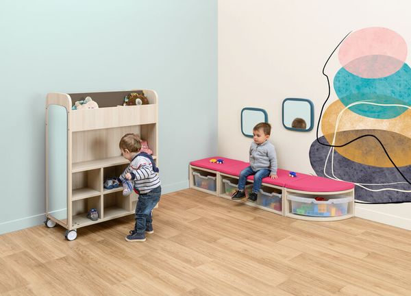 Kinderregal, Spielregal, Holz, Pålle, Wanddeko