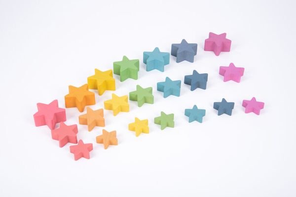Regenbogen-Holzsterne-Set, 21 Teile, ab 10 Monate Regenbogen-Holzsterne-Set, 21 Teile, ab 10 Monate