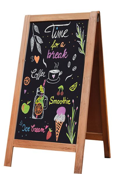 Schiefertafel, Kreideboard, Holzrahmen, Tafelaufsteller, Beschreibtes Motiv