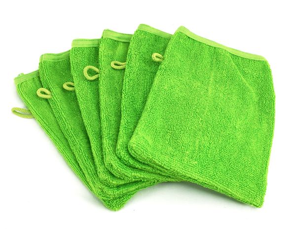 Waschhandschuh grün, 6 Stück Waschhandschuh grün, 6 Stück