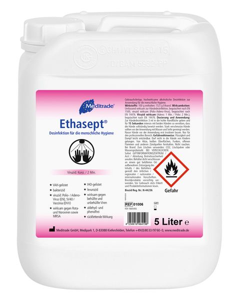 Desinfektionsmittel, Hände, Ethanol, 5 Liter, Flasche
