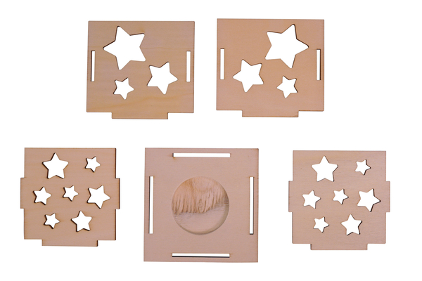 Stern Windlichter, Holz, 3 Stück  Stern Windlichter, Holz, 3 Stück