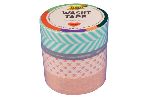 FOLIA Washi Tape, Geometrisch, 4x10m, 4 Rollen FOLIA Washi Tape, Geometrisch, 4x10m, 4 Rollen