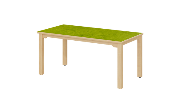 Tisch, Holzbeine, Grüne Tischplatte, Rechteckig