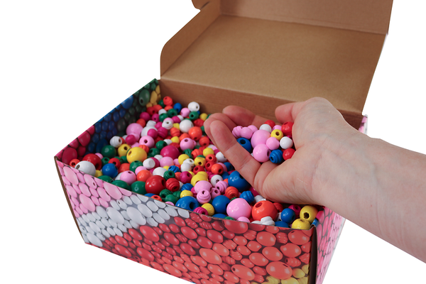 FOLIA Holzperlen, 1 - 1,8 cm, Großpackung, 2200 Stück, Farbe wählbar