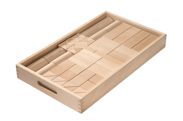 BRUDERHAUS DIAKONIE Holzbausteinwagen mit 194 Fröbelbausteinen (50 mm)