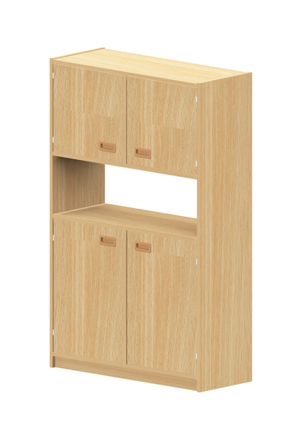 Küchenschrank, Holzschrank, Oberer Schrank, Regal mit Schranktüren, Massivholzlook