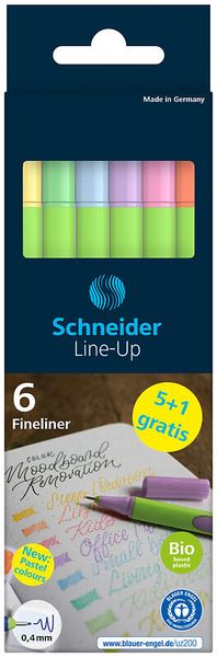 Stopfenmarker, Highlighter, Fineliner, Pastellfarben, 6er Set