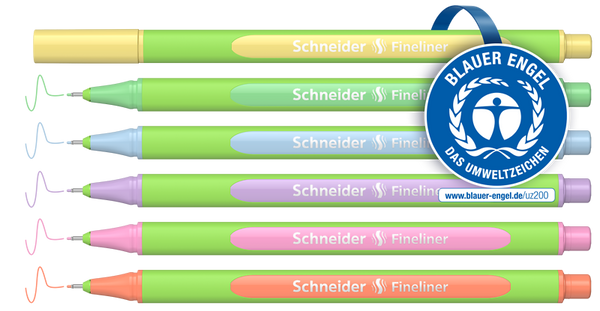 Grüner Filzstift, Gelber Filzstift, Blauer Filzstift, Pinken Filzstift, Linienmarker Fineliner