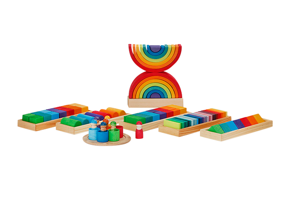 GRIMM`S Grundset – Geometrische Formen, 7er Regenbogenfarbigkeit, ab 3 Jahre, 99 Teile