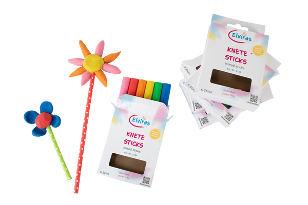 ELVIRAS Knete-Sticks, 6 Farben, 6 Sets à 6 Stück