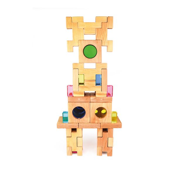 BAUSPIEL Optikklötze im Holzrahmen, 12-teiliges Set