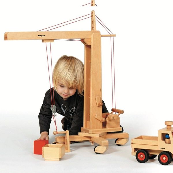 Holzspielzeug, Kranmaschine, Holzbausatz, Kettenzug, Kleinteile