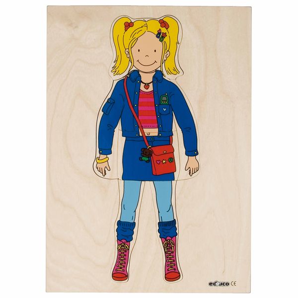 Holzpuzzle, Puppenfigur, Mädchen, Kleidung, Accessoires