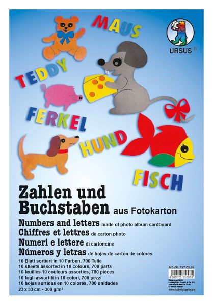 Fotokarton, Zahlen, Buchstaben, Kinderwerkstatt, Bastelmaterial