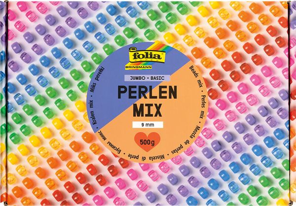 FOLIA Perlen-Mix, 9 mm, Großpackung, 500g, Farbe wählbar