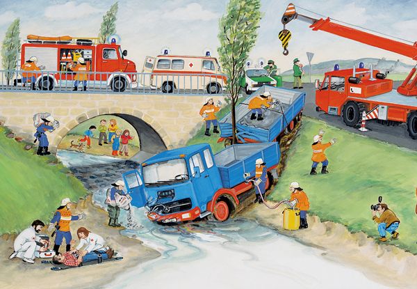 RAVENSBURGER Puzzle Bei der Feuerwehr, 2 x 24 Teile, ab 4 Jahre